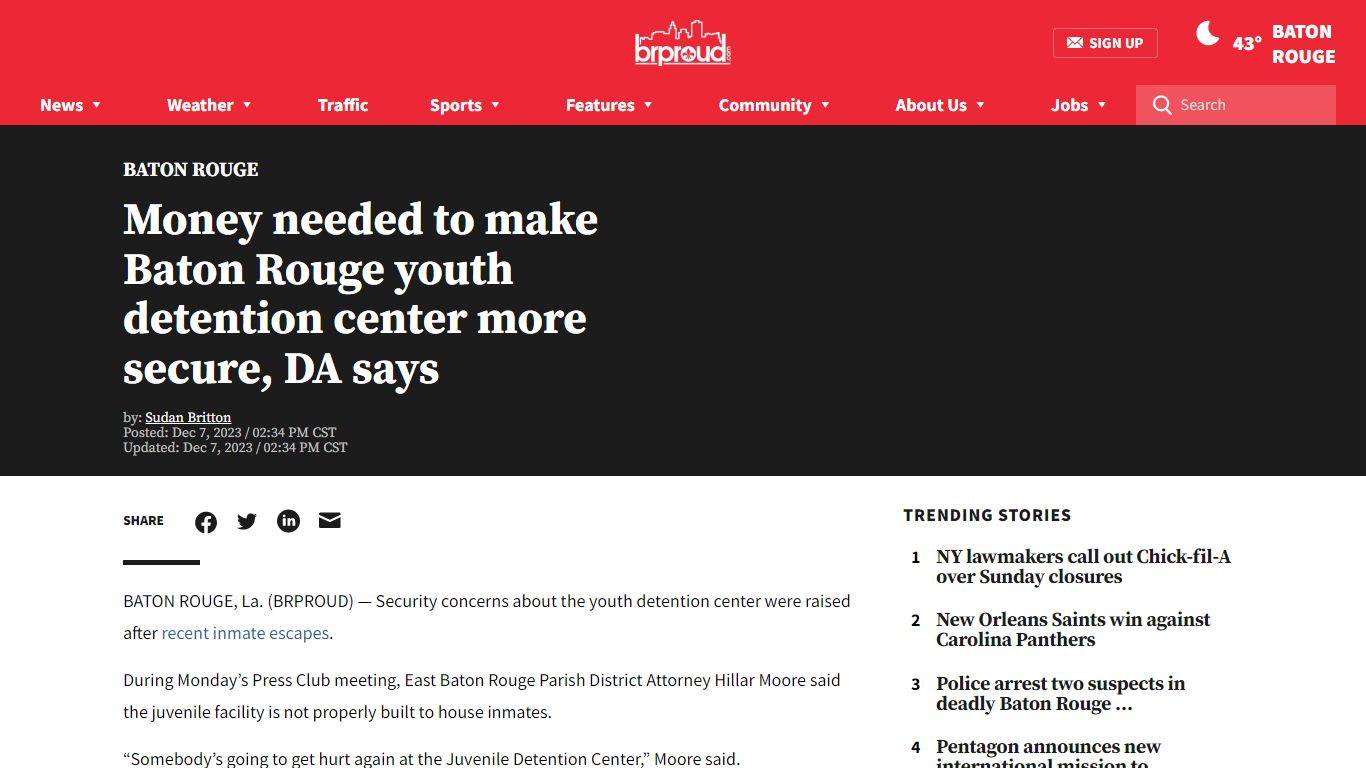 Money needed to make Baton Rouge youth detention center more secure, DA ...